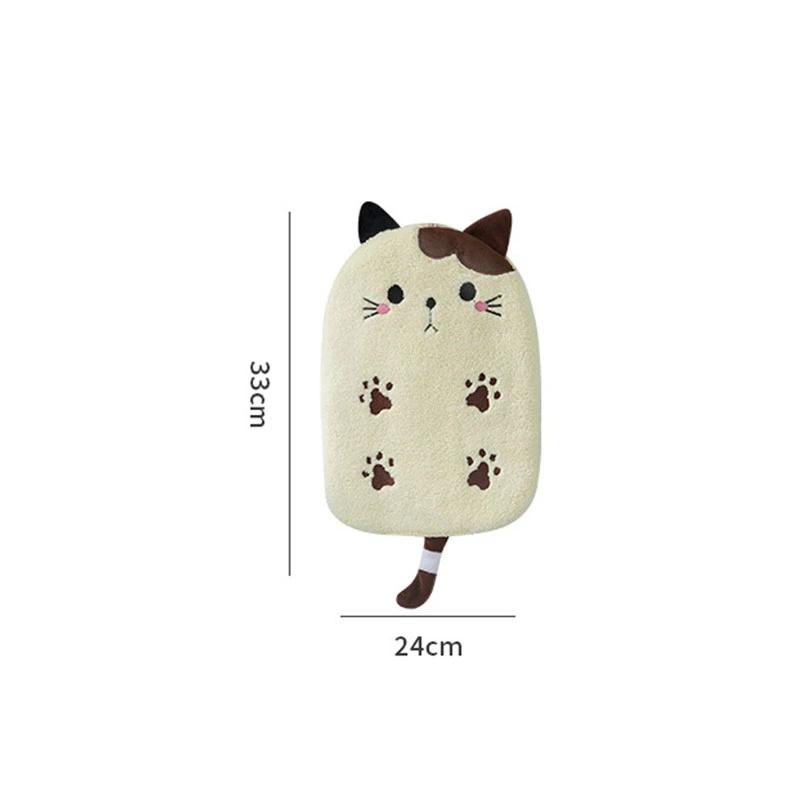 1Pcs Super Absorbent Hanging Type Cat Embroidered Towelette Home Decor Dual Purpose Coral Velvet Hand Towel Bathroom Supplies
