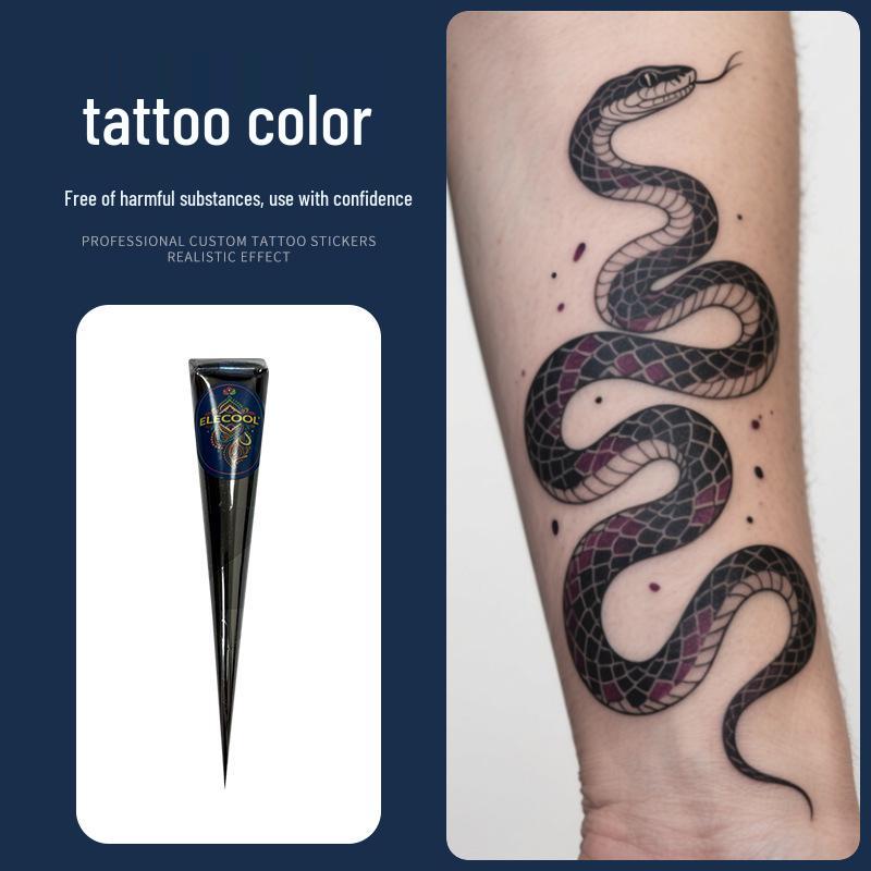 ELECOOL Waterproof Hand-painted Semi-Henna Tattoo Cream with Stencils and Stickers