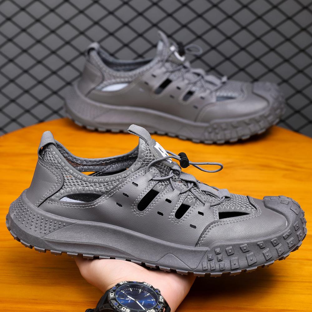 Men's shoes large size new summer breathable casual hole shoes lazy one pedal outdoor trend soft sole comfortable sandals