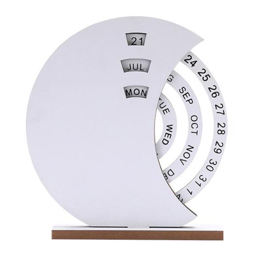 Yousheng Rotatable Wooden Perpetual Desk Calendar with Base Heavy Duty Date Week Month Display Home Office Bedroom Desktop Calendar Decoration