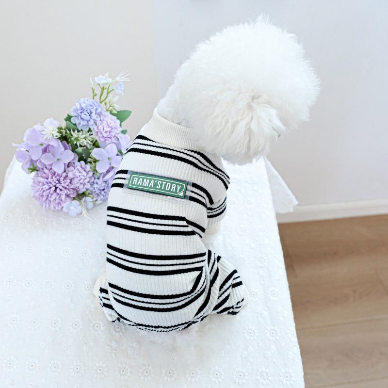Pet circle, pet clothes, dog and cat clothing, clothing, one-piece black and white strip home clothes