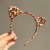 Plüsch Katzenohren Stirnband Vintage Leopardenmuster Haarreifen Niedliche Festival-Accessoires Mode Mit Clips Schleife für Haare Haarreif