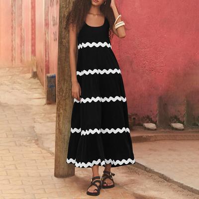 Vestido largo sin tirantes ajustables sin mangas de color sólido sexy a la moda para mujer