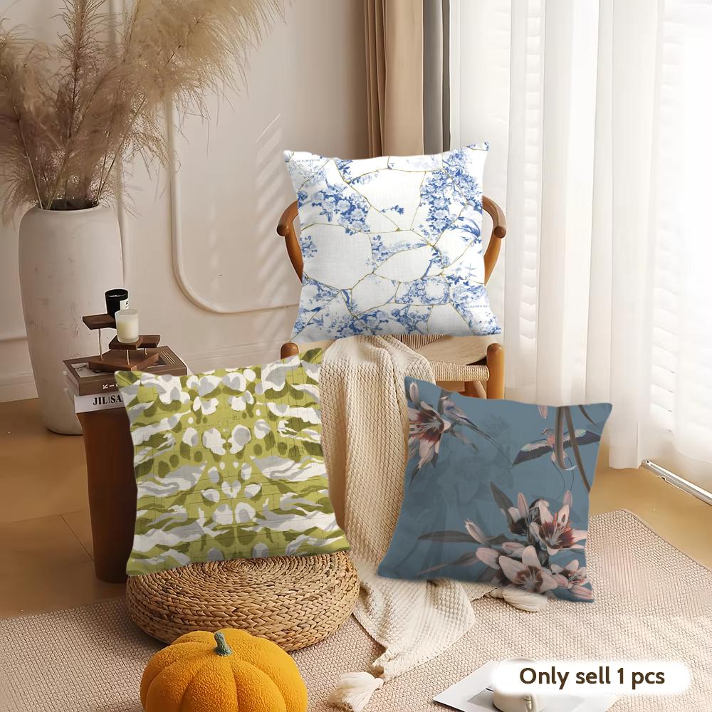 Classic A-Allsaints Floral Cushion Cover Silky Short Plush Invisible Zipper Dustproof Sofa Pillow Case For Home Decor