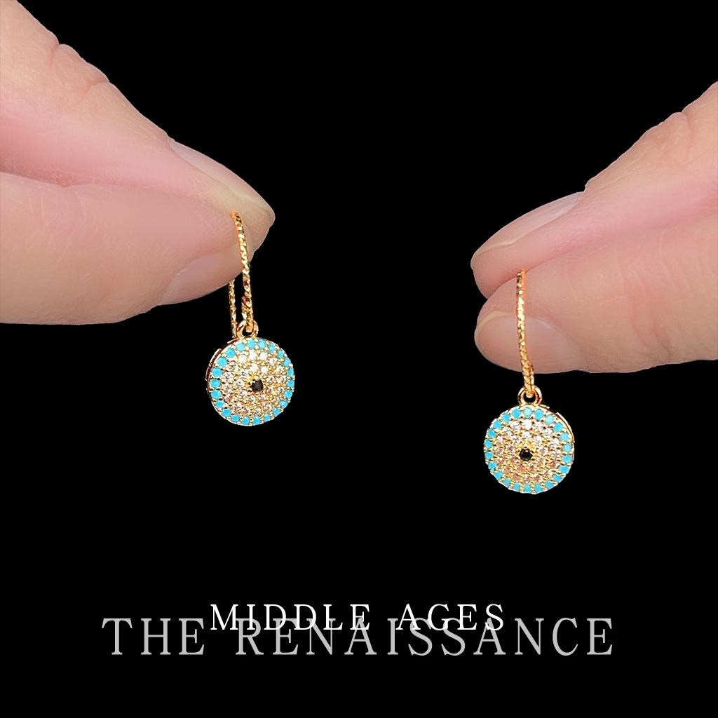 Light round geometric zircon earrings French style fashion commuter earrings