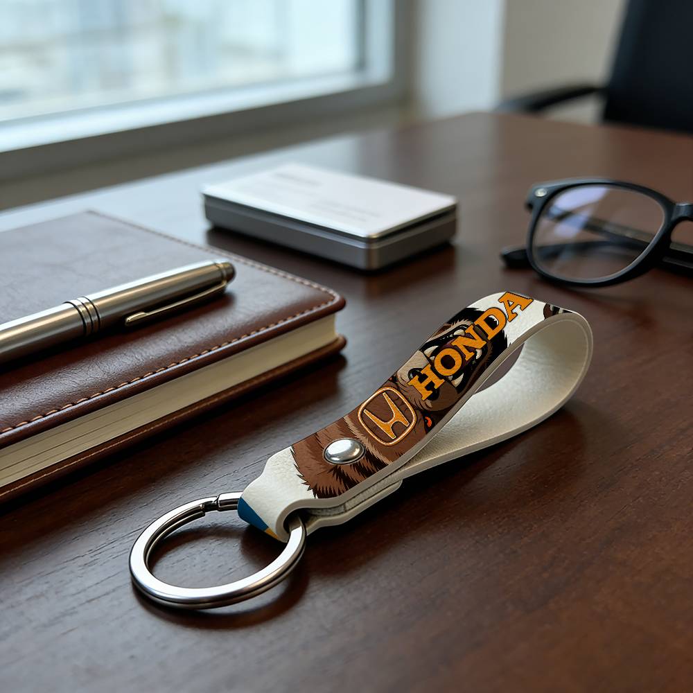 For Honda PU Leather Motorcycle Keychain Universal Motorbike Key Ring Holder For Riders Men Gift BO8