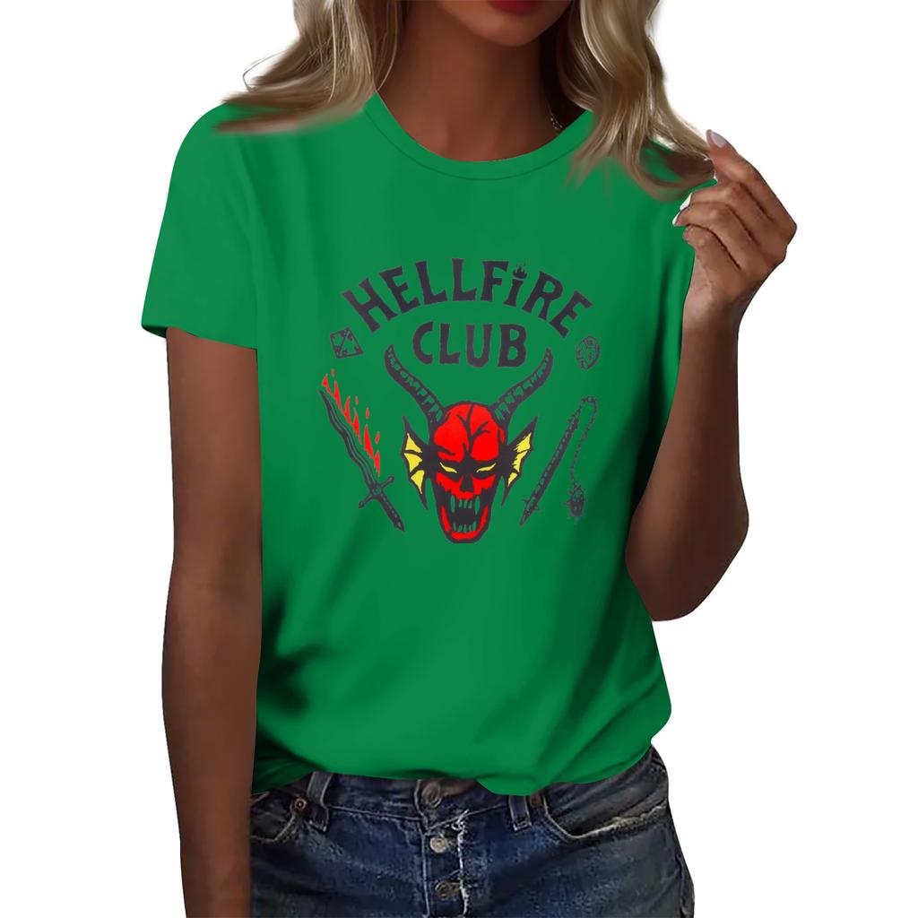 Women's Fashionable Casual Short Sleeved Printed T-Shirt Round Neck Top