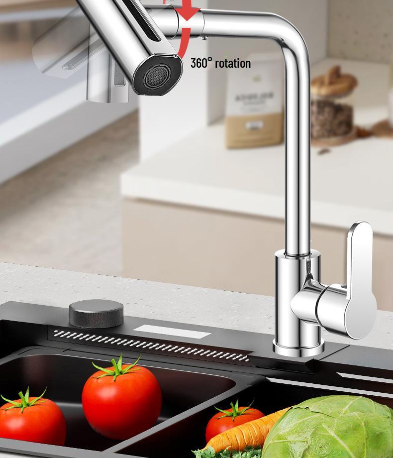 Cross-Border Waterfall Swivel Faucet for Basin, Sink, and Balcony with Extendable Hot and Cold Function