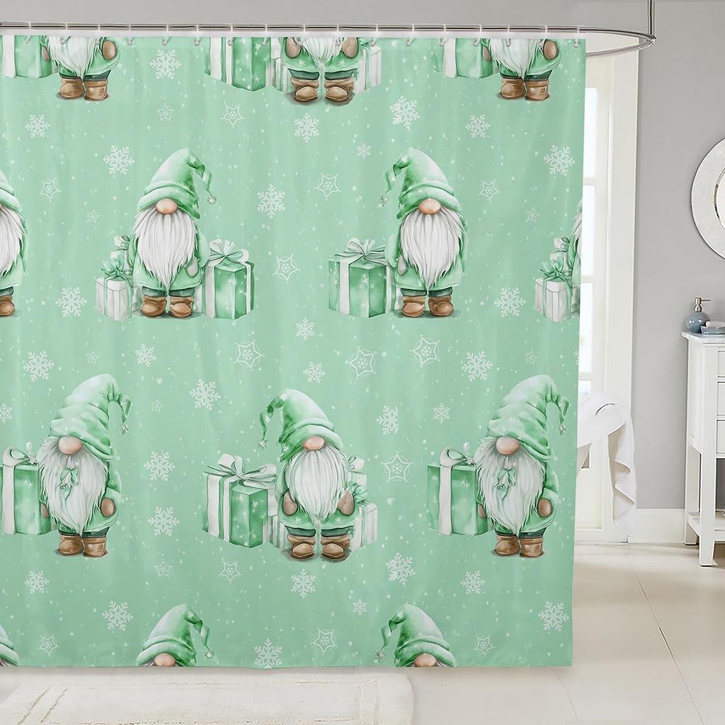 Christmas Puppy Shower Curtains Festive Pet Bathroom Curtain Kids Women Men Cute Dog Bathroom Accessories Xmas Tree Snowflake