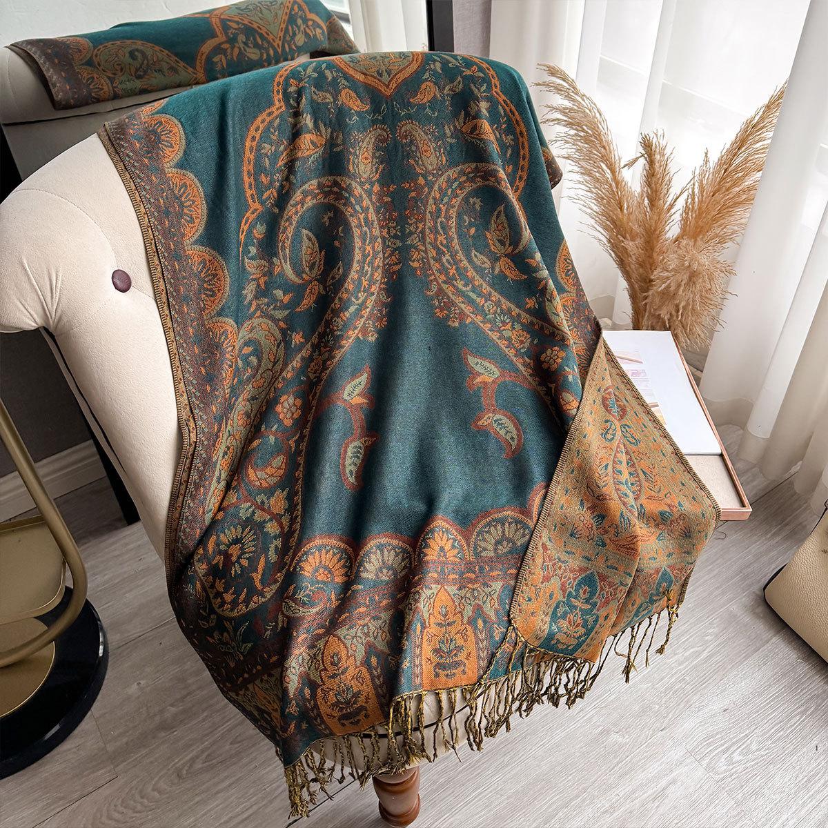 

Популярный Имитация Кашемира Кешью Национальный Стиль Синьцзян Путешествия Принт Шаль Платок Шарф Женский зелёный