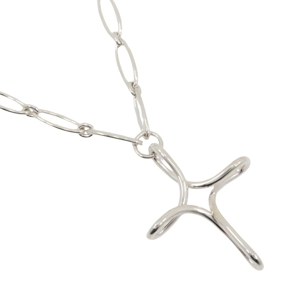 

TIFFANY&Co. Large Infinity Cross Necklace Open cross Elsa Peretti Silver925 cross 22.5g Women Used