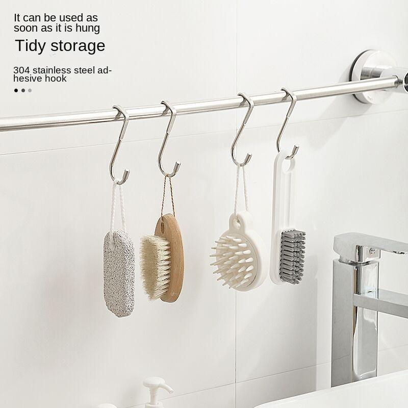 VISHUA 304 Stainless Steel S-hook Cabinet Door Behind Dormitory Bedside Hangings Storage Nail Free Traceless Door Back Hook Double Hook