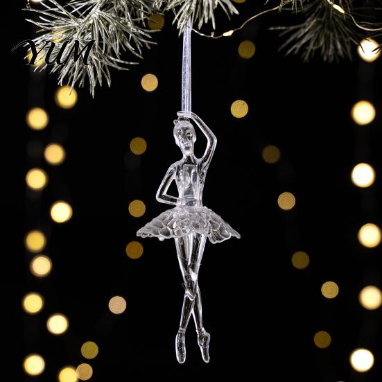 Shiny Simulated Glass Charms Faux Crystal Christmas Ornaments, Clear Acrylic Reindeer/Bell/Wreath/Wine Winter Hanging Tree Decorations Wonderland