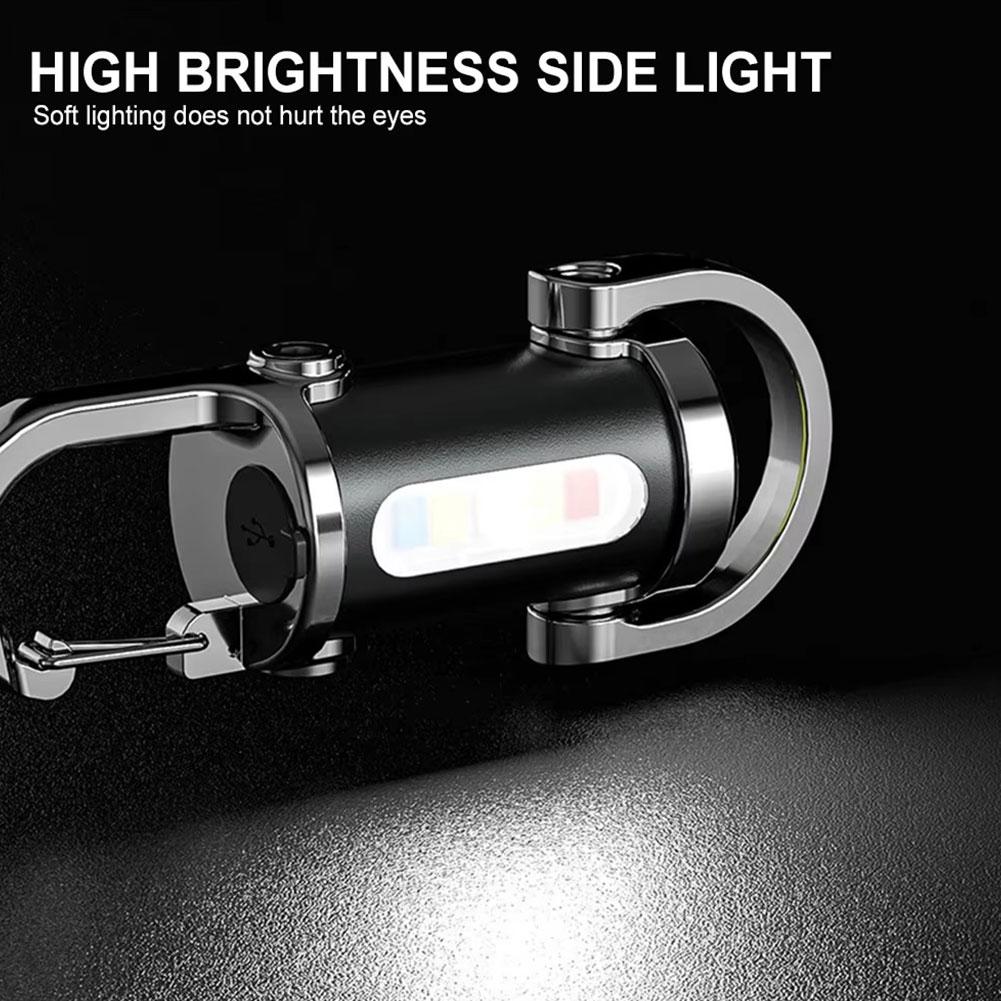 Rechargeable Keychain Flashlights Multifunction COB Work Light Waterproof Emergency Keychain Light for Walking Searching Hiking