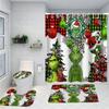 Merry Christmas Cartoon Shower Curtain Witch Bath Sets Waterproof Non-Slip Bathroom Rug Toilet U With 12 Hooks Home Deco