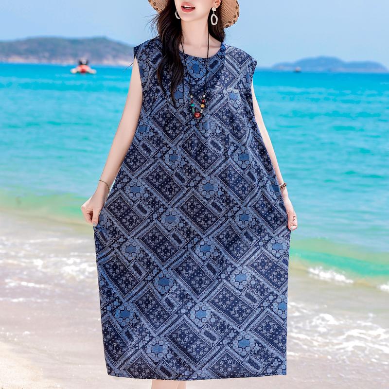 Plus Size Elegant Women's Summer Dress Casual Loose Long Dress Female Vintage Clothes