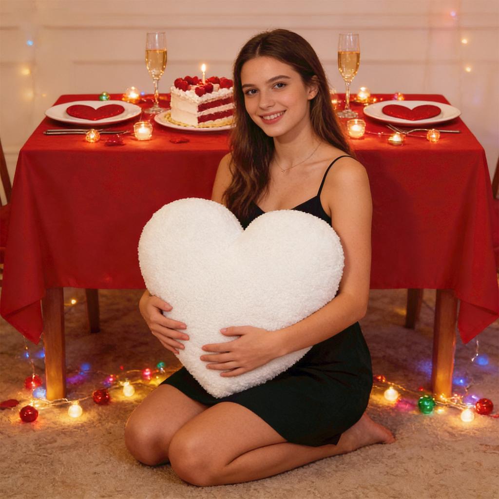 Creative Heart-Shaped Plush Pillow/Cushion/Backrest With Insert/Sofa Lumbar Support