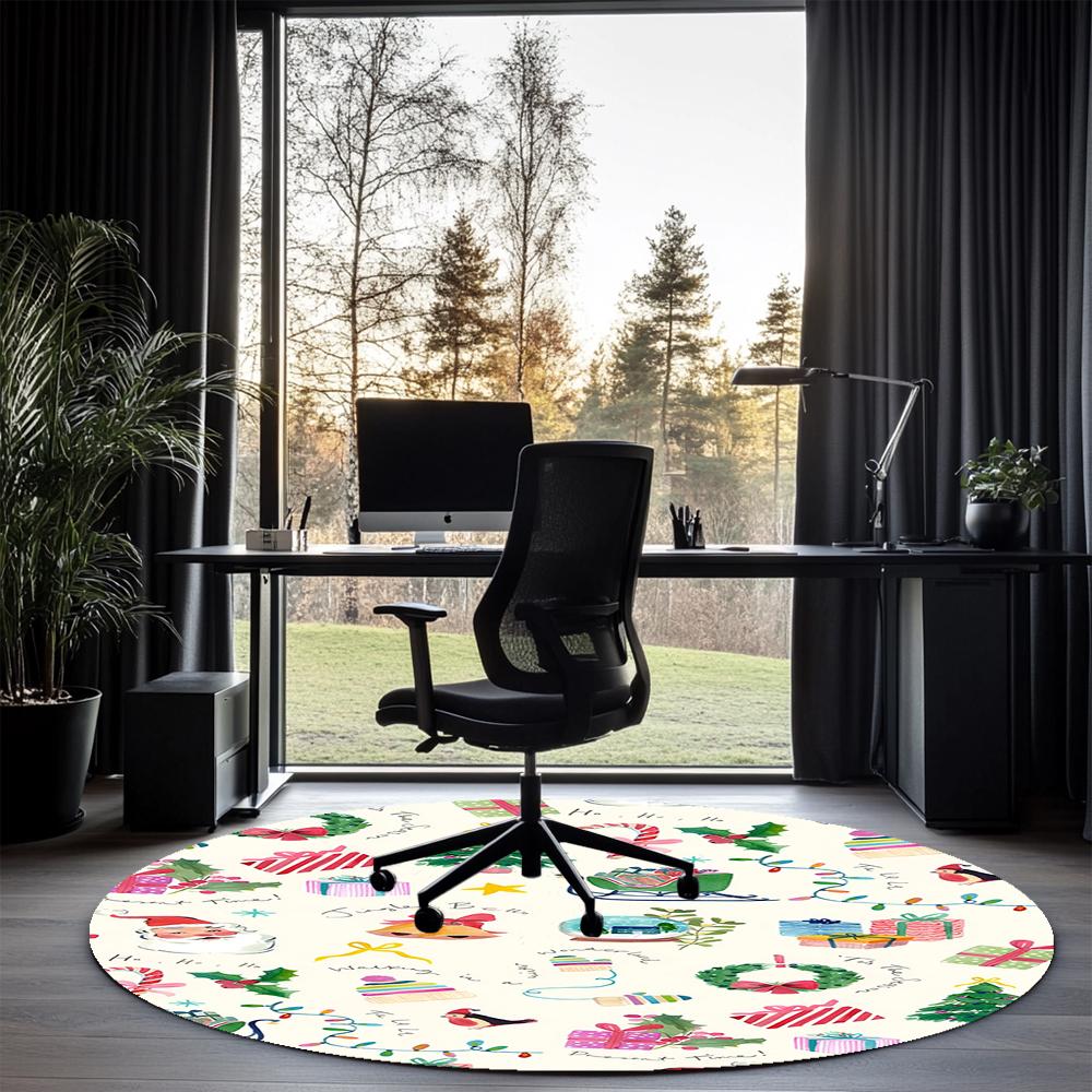 Christmas Printed Round Rug Carpet Chair Rug Area Rug Entryway Doormats,for Office Chair Living Room Bedroom Kitchen Room.