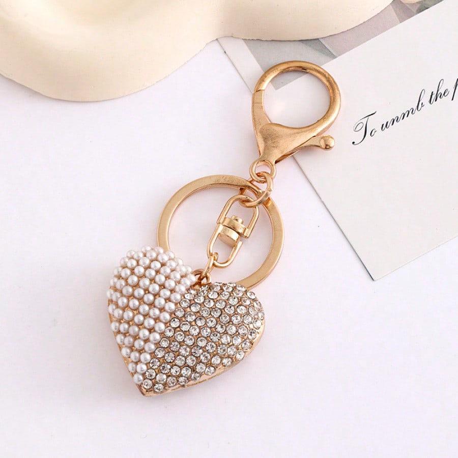 Chic European & American Rhinestone Heart Keychain Pendant