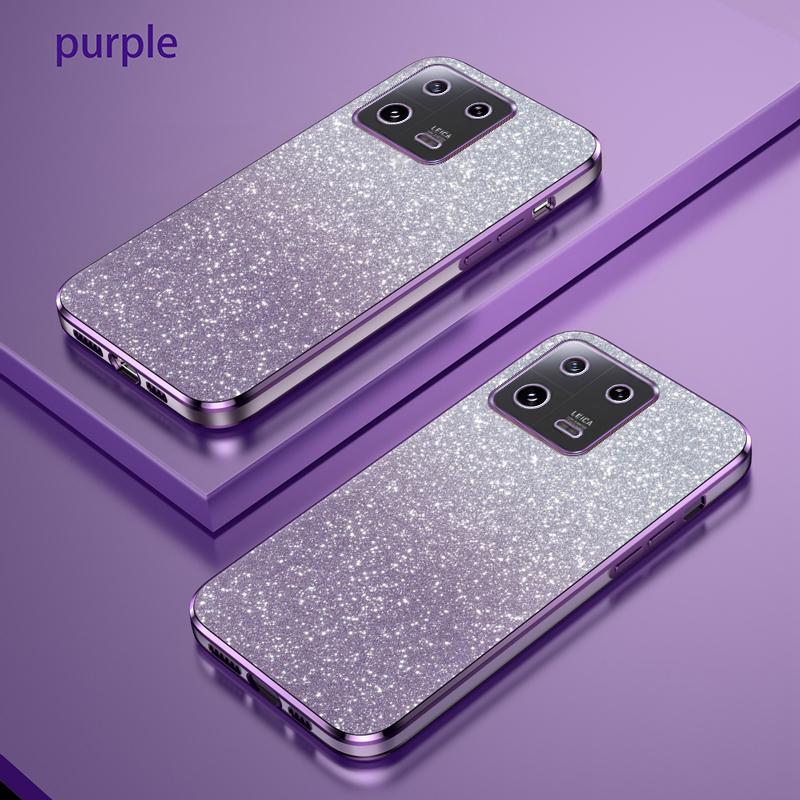 

For Xiaomi 13 Case Bling Luxury Electroplate Glitter Phone Case For xiaomi 13 lite 13 Pro Shockproof Soft Bumper Clear Cover For Xiaomi 13 фиолетовый