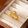 Light Luxury Exaggerated Style Square Ring Women's Trendy Ring Temperament