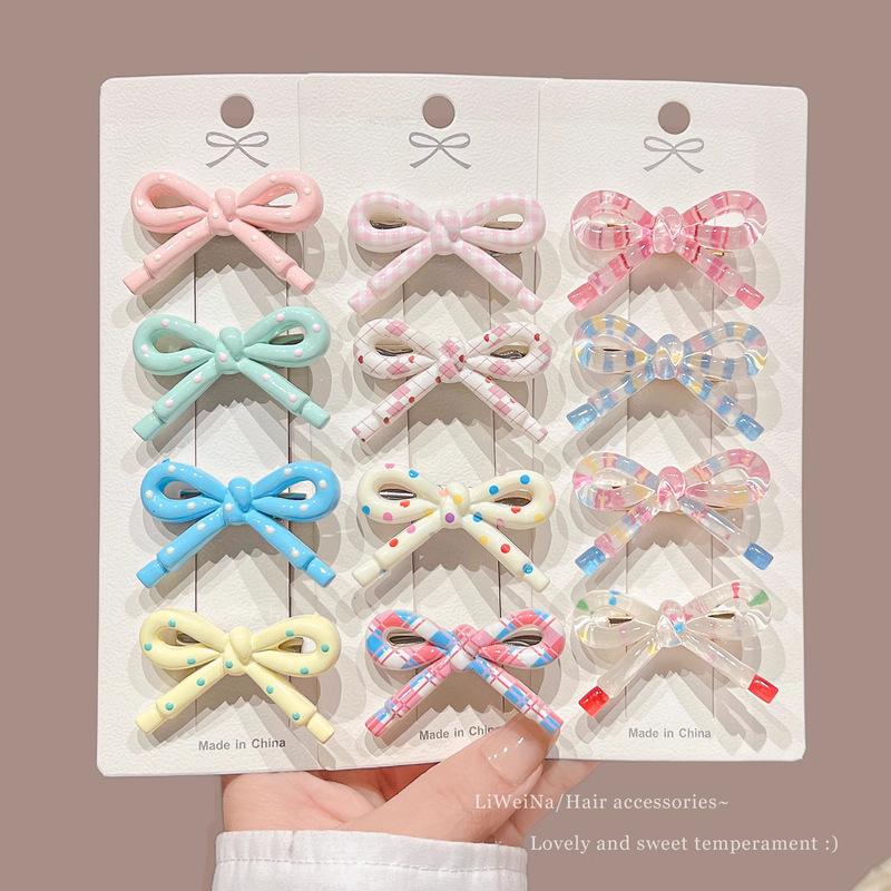 Korean Print Bow Hair Clip Clamp Children Simple Bowknot Barrettes Hairpins For Girls Side Clip Baby Cute Hair Acccessories