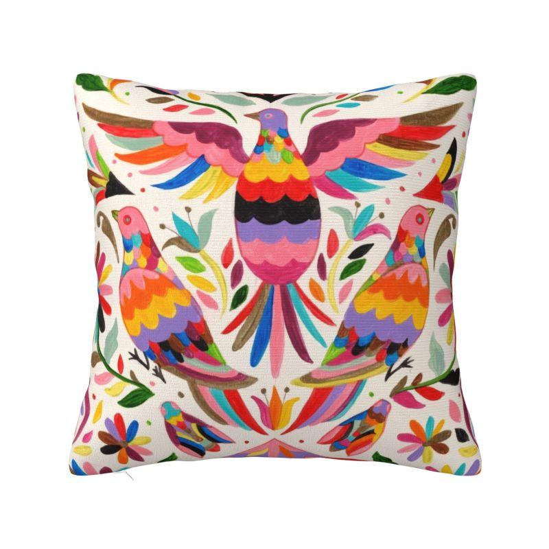 Mexikanische Otomi Blumenzusammensetzung Kunst Moderne Kissenhülle Wohnzimmerdekoration Volksblumenmuster Stuhlkissen