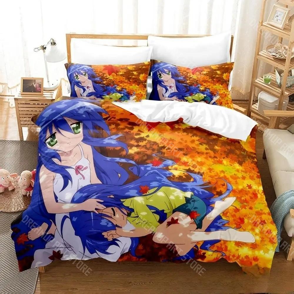 3D Printed Lucky Star Konata Izumi Bedding Set for Boys Girls Duvet Cover Pillowcase Twin Queen King Full Single Double Sizes