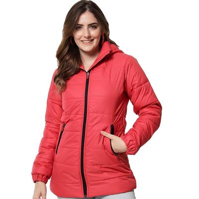 Kotty Women Nylon Tomato Solid Puffer Jacket (Tomato, )
