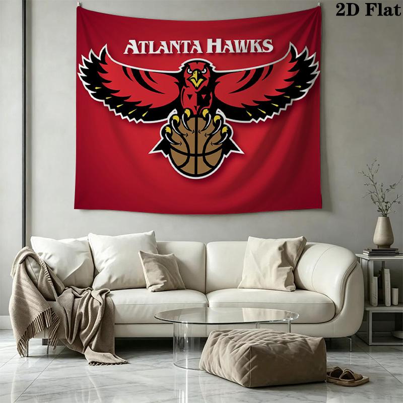 Atlanta Hawks Logo Wall Tapestry Aesthetic Wall Hanging Printed Fabric Blanket Decorative Tapestries for Bedroom Living Room Home Decor