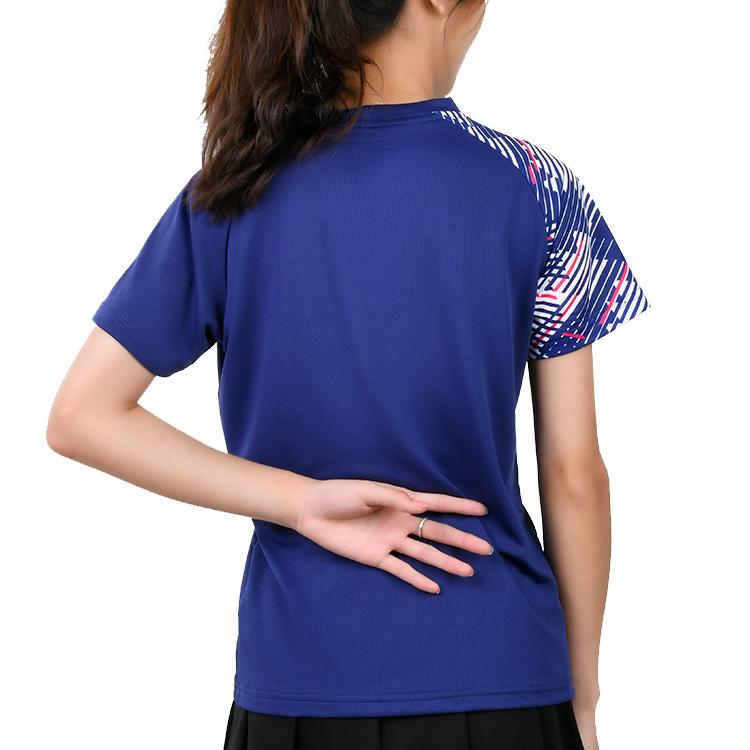 YONEX Color Block Quick Dry Breathable Badminton Sports Raglan Sleeve T-Shirt Women Tops Navy-Blue 210181BCR-629