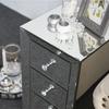Modern And Contemporary Mirrored 3-Drawers Nightstand Bedside Table Bedroom Furniture
