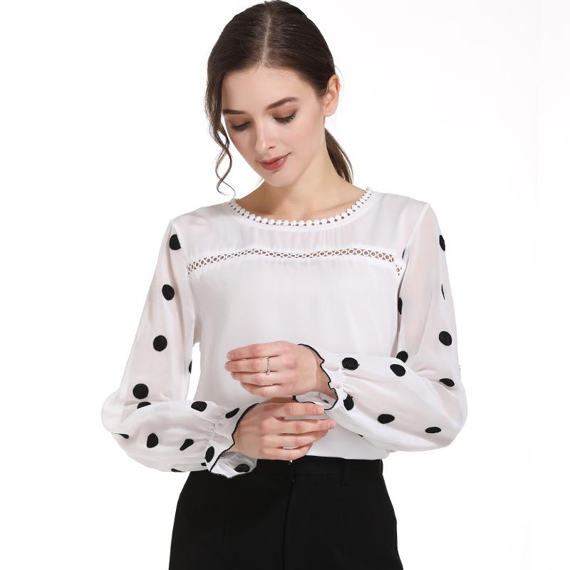 

SURWENYUE модные женские топы и блузки белая шифоновая блузка OL блузка с длинными рукавами женские рубашки M белый