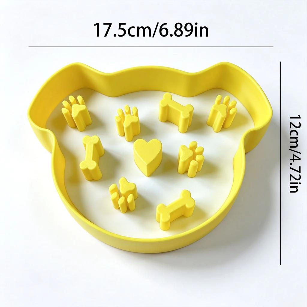 1D Printed Dog‑Head Slow Feeder Bowl, Anti‑Choking Maze Pet Feeding Dish, Prevent Bloating Food Bowl for Small Medium Dog Puppy