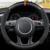 Ergocar Round Shape Carbon Fiber & Microfiber PU Leather Steering Wheel Cover Anti-Slip Car Steering Wheel Protector Breathable Sweat Absorbent Sport