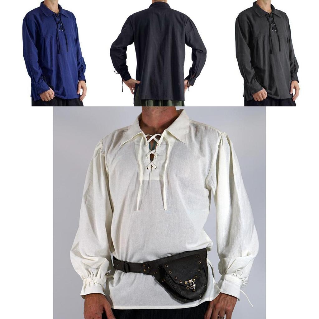 Soft And Comfortable Medieval Style Pirate Shirt For Men With Wide Cuff Sleeves