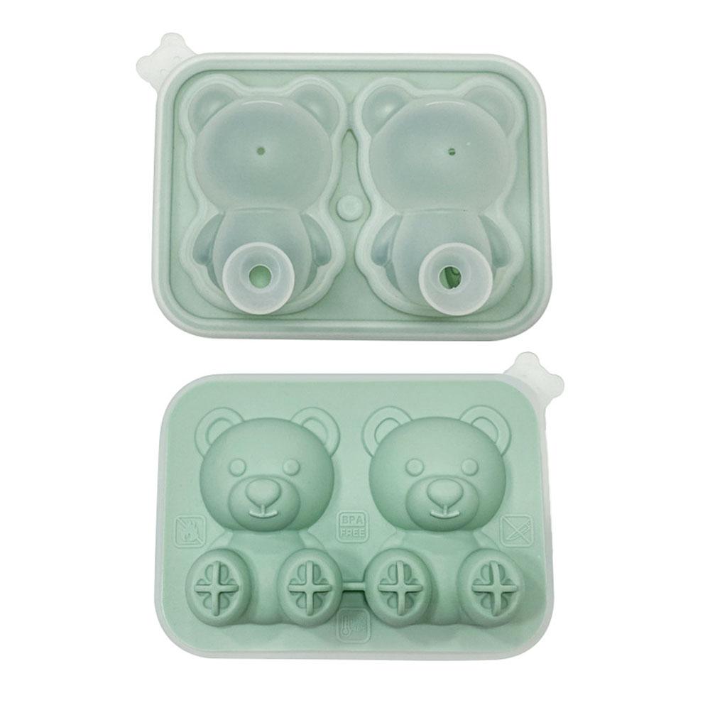 Silicone World DIY 4/2 Cute Bears Shape Ice Cube Silicone Mold Ice Grid Home Kitchen Ice Cream Molds Ice Ball Ice Making Box