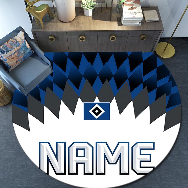 Custom Name HSV Round Area Rug,Carpet Rug for Living Room Bedroom Sofa Playroom Decor,Non-slip Floor Mat