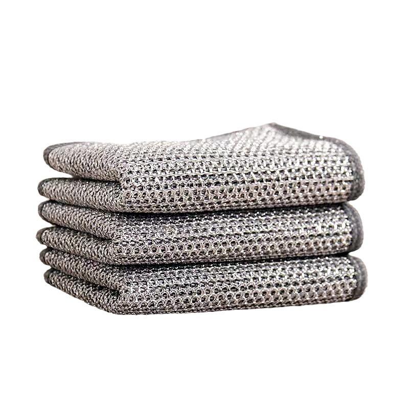 Silver Wire Dish Cloth: Metal Steel Wire Rag for Oil-Free Cleaning