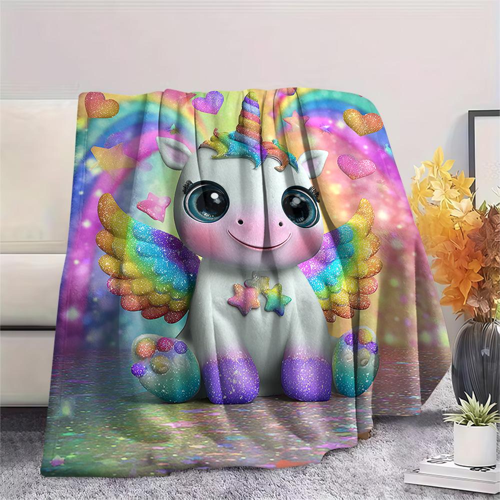 Unicorn Print Flannel Blanket, High Quality Comfortable for All Seasons, Home Decor, Warmth and Comfort, Perfect for Christmas Gifts