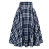 Vintage Women Plaid Skirt Fashion Casual Pockets Vintage High Waist Checked Pleated Skirt Spring Autumn Female Midi Skirts