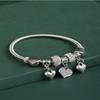 DIY Beaded Bracelet With Heart Charm Alloy Glued Crystal Spring Bangle Cross Over Diamond Ball Design