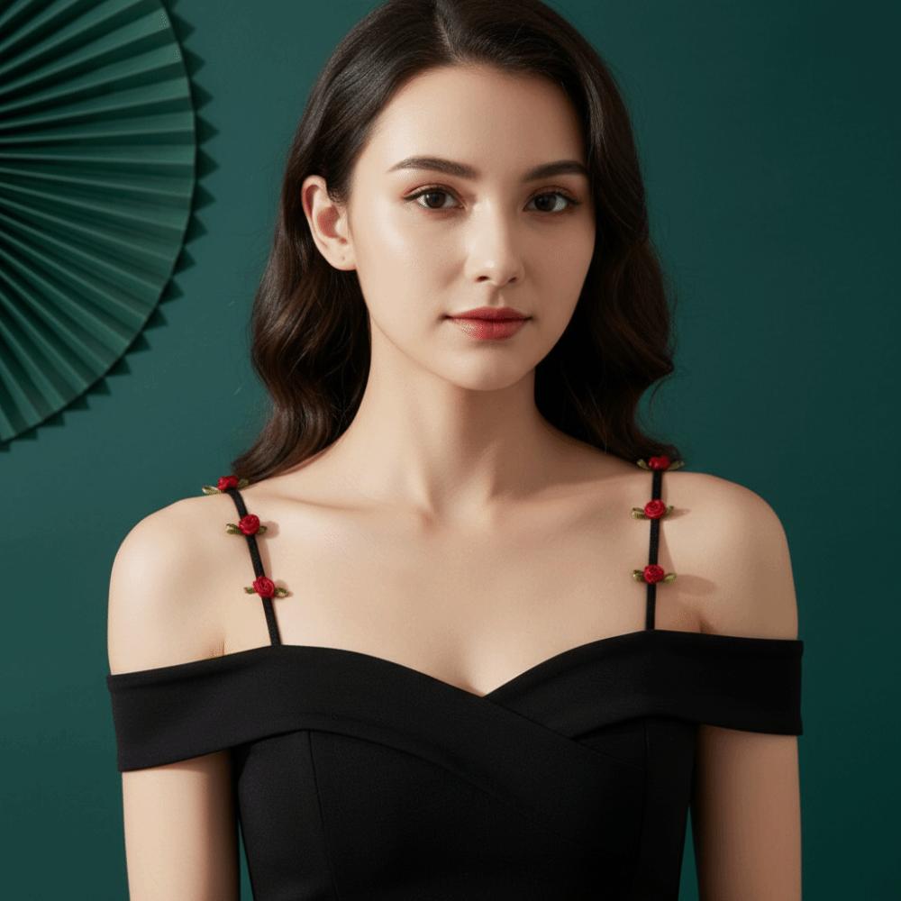 Adjustable Bra Straps Elastic Rose Flower Lingerie Strap  Wedding Party Dress