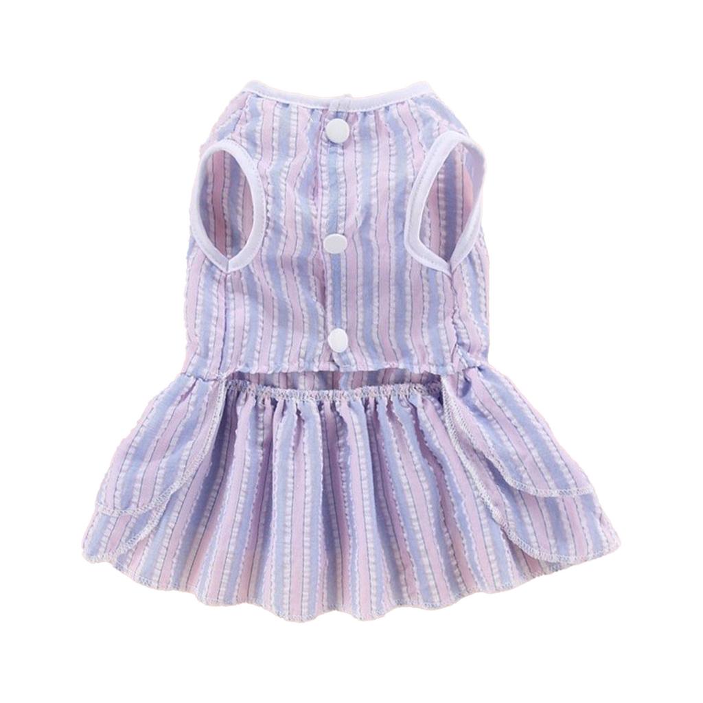 Haustier Gestreiftes Kleid Atmungsaktiv Frühling Sommer Katzenkleid mit Schleife für Französische Bulldogge Bichon Teddy Pomeranian