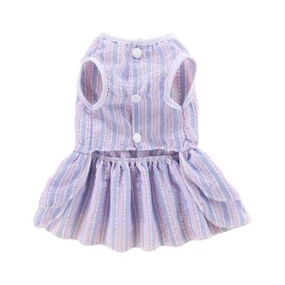 Haustier Gestreiftes Kleid Atmungsaktiv Frühling Sommer Katzenkleid mit Schleife für Französische Bulldogge Bichon Teddy Pomeranian