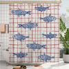 Checkered Fish Pattern Printed Shower Curtain Patterned Shower Curtain For Bathroom Separation And Decoration