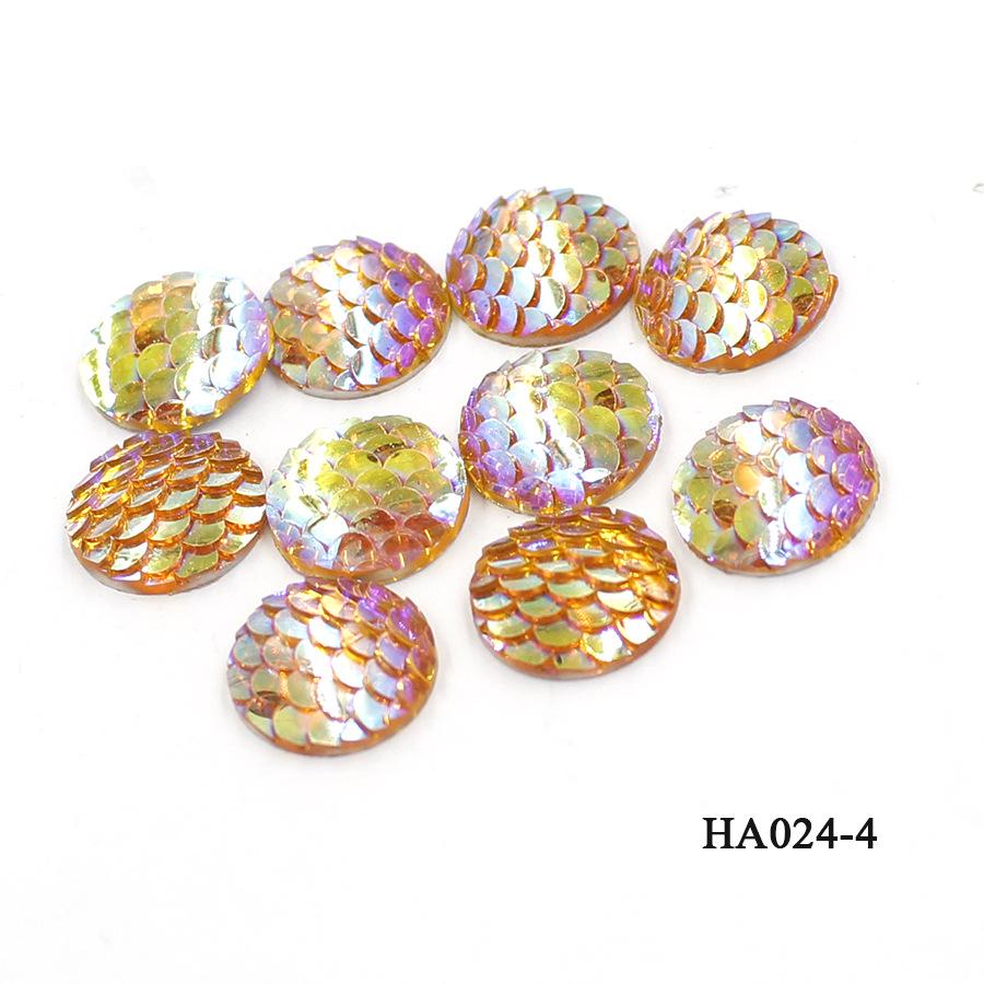 16MM DIY Jewelry Flat Resin Rhinestones: Round Fish Scale AB Color Patches