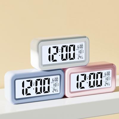 LCD Digital Alarm Clock Temperature Date With Backlight Snooze Table Clock 12/24H Battery Operated Mute Bedside Electronic Clock