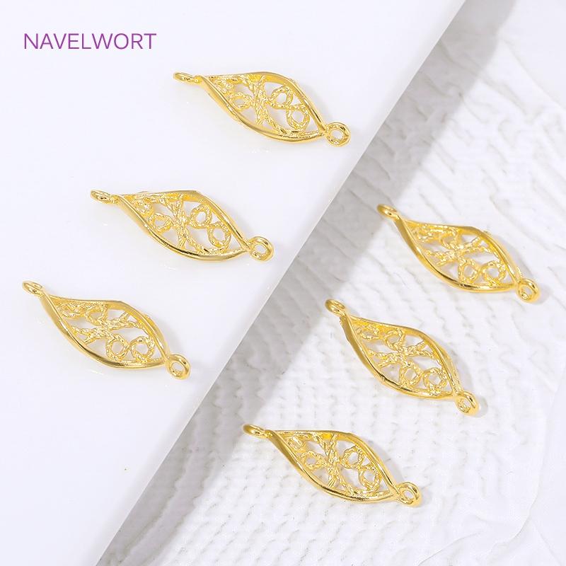 5/10Pcs 18K Gold Plated Brass Leaf Shape Connector Charms For Jewelry Making,Connector For Bracelets,DIY Earring Accessories