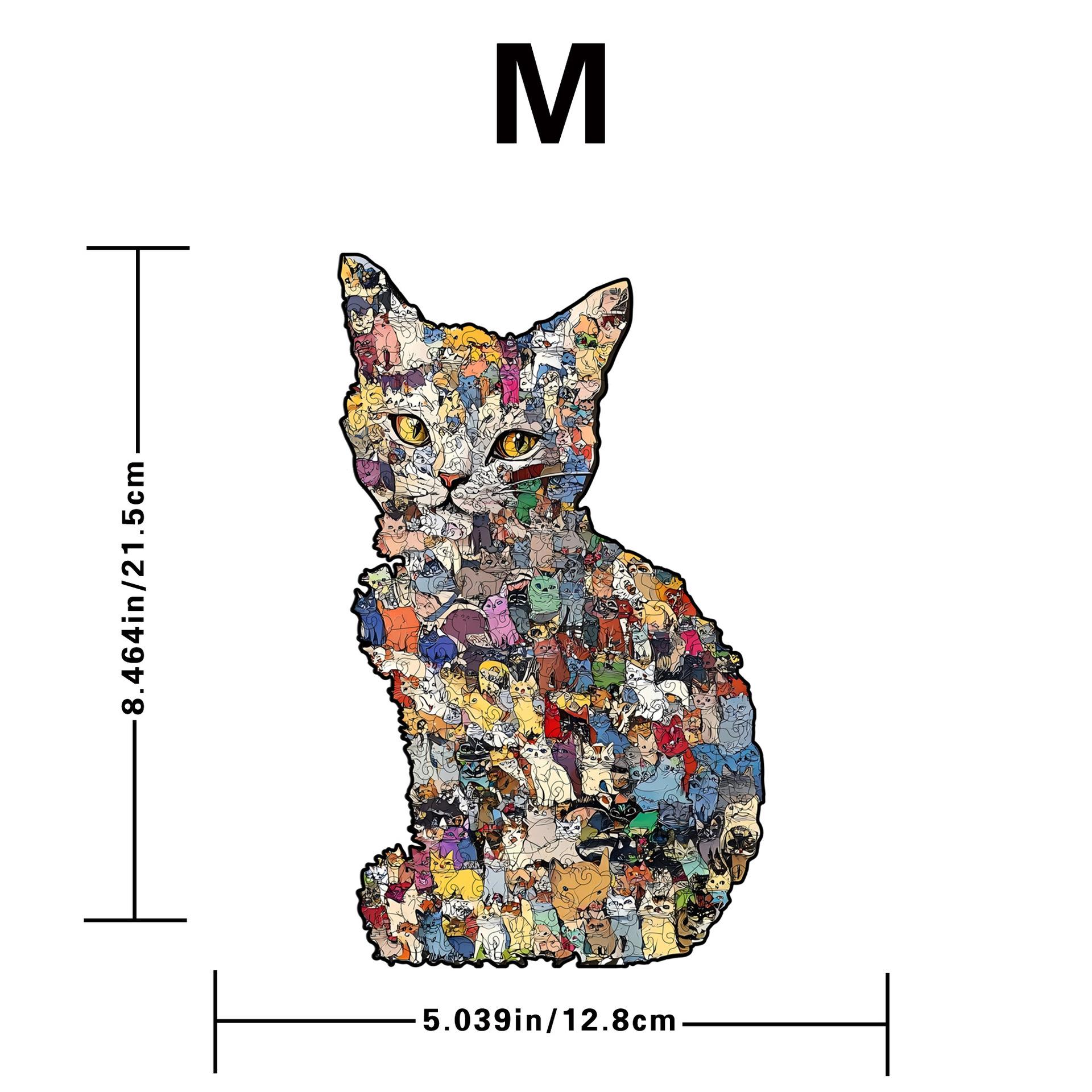 Square Cat Puzzle Toy Special-Shaped Puzzle Piggy Bank Wooden Assembly Toy